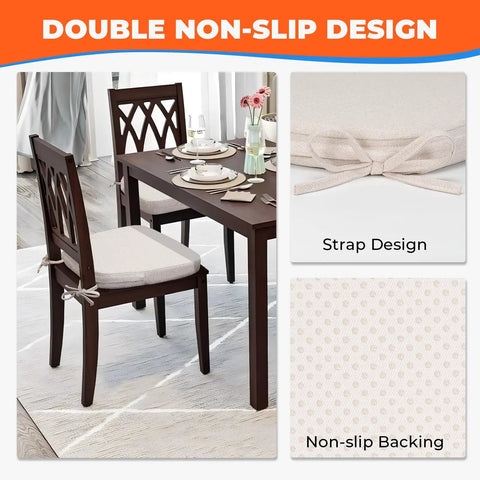 Ultra Plush D Shaped Chair Cushions For Dining Chairs With Removable Washable Covers And Ties All Day Comfort For Kitchen