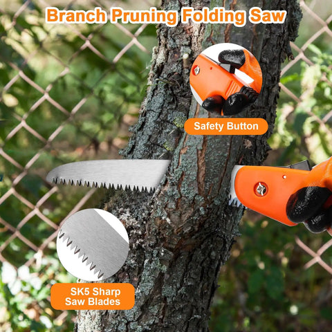 All In One Workhorse Pruning Shears Set For Pro Garden Work Saw with SK5 blades cutting tree branch