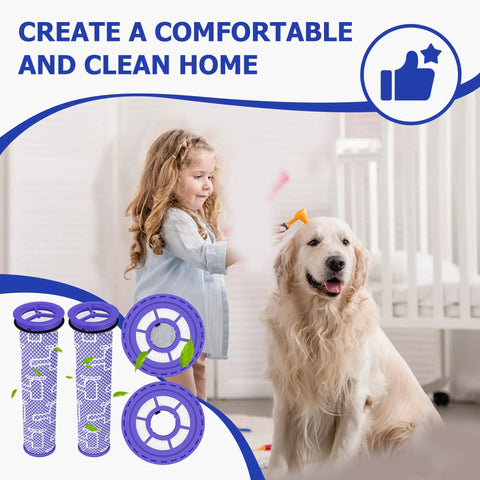 Beast Mode Replacement Filter Set For DC41 And Other Vacuum Models, dog and child playing in clean home setting