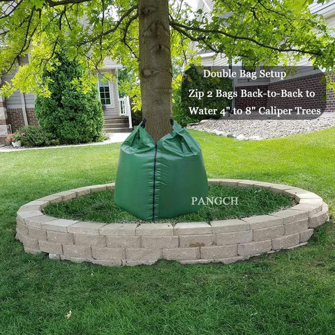 20 Gallon Slow Release Tree Watering Bags Pack Of 3 for deep root hydration surrounding tree in garden setting