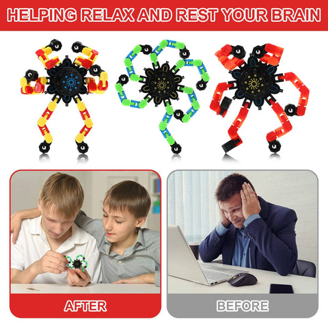 40 Pack Funny Sensory Fidget Toys Set Transformable Chain Robot Finger Toys DIY Deformation Spinners For Stress Relief images