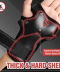 Impact Resistant Wrist Guard For Skating Skateboarding Snowboarding Skiing And Motocross With ABS Bone Shell in hand showing shell construction