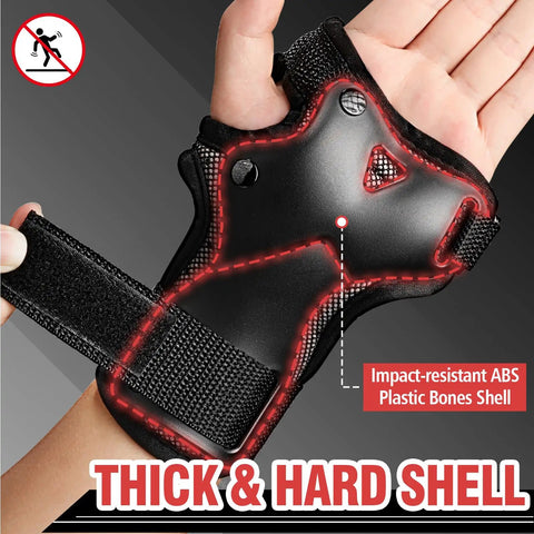 Impact Resistant Wrist Guard For Skating Skateboarding Snowboarding Skiing And Motocross With ABS Bone Shell in hand showing shell construction