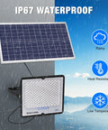 Crazy Bright 300W Solar Flood Light Kit With Dusk To Dawn Sensor 30000 Lumen Waterproof Outdoor Security Floodlight with solar panel