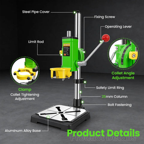 Upgrade Floor Drill Press Rotary Tool Stand With 90 Degree Rotating Table Fixed Frame Clamp for Hand Drills