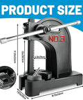 Heavy Duty Manual Arbor Press Machine 3 Ton Cast Iron Desktop Hand Tool dimensions with measurement details.
