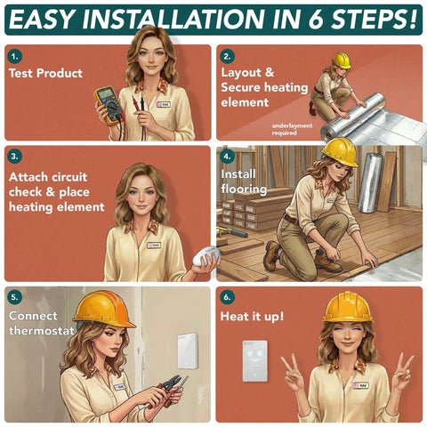 Installation guide for Environ Electric Radiant Floor Heating Roll For Under Carpet Laminate And Wood Floors 120V 15 Sq Ft