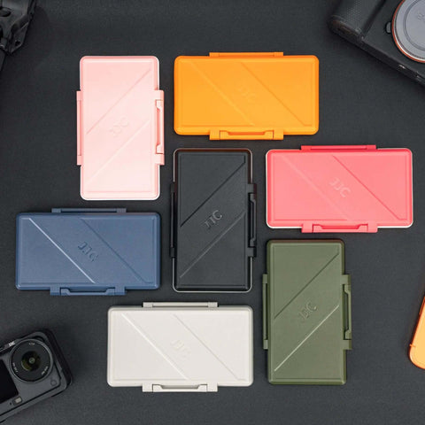 Fresh Hot Pink Memory Card Wallet Slick Waterproof Storage Holder For SD And Micro SD Cards Rock Solid Anti Shock Organizer Case displayed with varied colors.