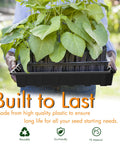 Hands holding Reusable Seed Tray Set For Easy Grow Seed Starting Microgreens Indoor Gardening And Greenhouse Nurseries No Drain Holes