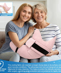 Two women smiling with Cooling Shoulder Surgery Pillow With Ergonomic Design For Postop Relief Side Sleeper Support Rotator Cuff Pain