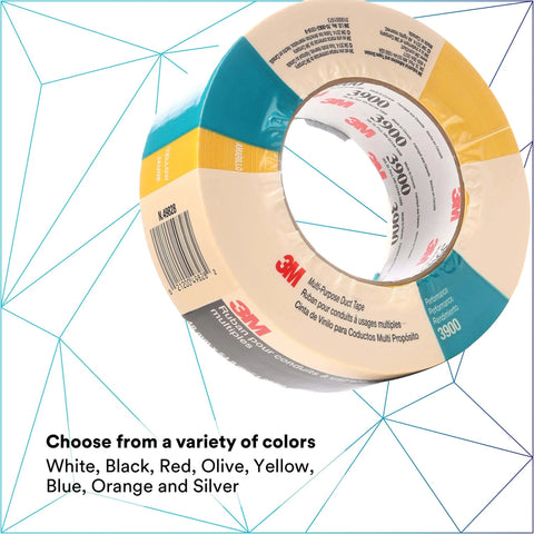 Multi-Purpose Duct Tape 3900 Yellow: General Purpose Rubber Adhesive, multiple color options displayed, product roll view