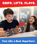 Hands On Robotic Hand Kit For Kids Ages Eight To Thirteen, Wearable Cool Gripper Build Kit To Learn Engineering And Anatomy Through Play, DIY STEM Toy Gift For Birthday Fun And Creative Problem Solving in use by two kids