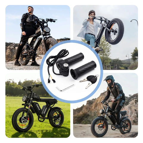 Full Twist Throttle Grip With 2 Keys For 12V To 72V Ebikes And Scooters 3 Pin Electric Bike Throttle Compatible With Q20 Q20Lite Q20Pro H20 H26Pro Models Easy Install And Safe Ride