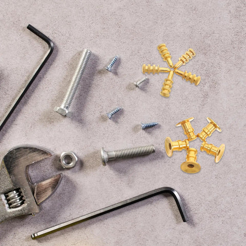 Leaf Connector Kit Set For Furniture And Wardrobe Shelves, zinc alloy dowel pins with copper sleeves, 24 pack tools