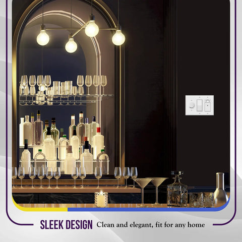 Combo Single Toggle And Double Decorator Rocker Outlet Wall Plate For 3-Gang Switches in elegant bar setting