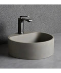Top Tier Grey Terrazzo Round Vessel Sink 15.7 Inches Above Counter Bathroom Vanity Basin With Slick Waterproof Finish And No Sweat Setup For Instant Counter Refreshes, sleek design, black faucet.