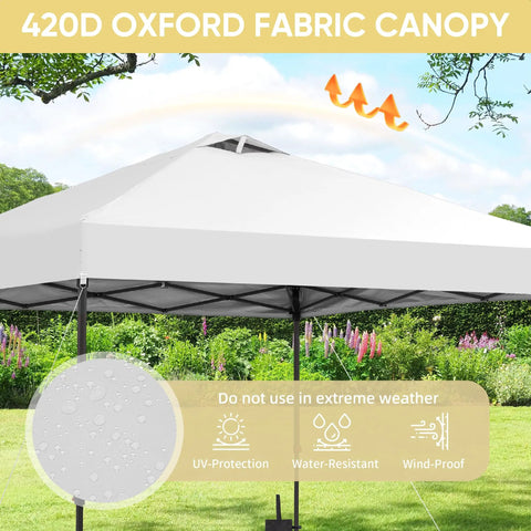 One Person Setup Ready 10x10 Pop Up Canopy Tent With Sandbags, Easy Up Gazebo For Parties And Camping, Waterproof Sunproof Fabric