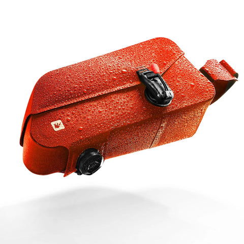 Orange Waterproof Bike Frame Bag With Magnetic Flap And One Hand Access Top Tube Storage For MTB And Road Bikes Durable Welded TPU Lightweight 200g
