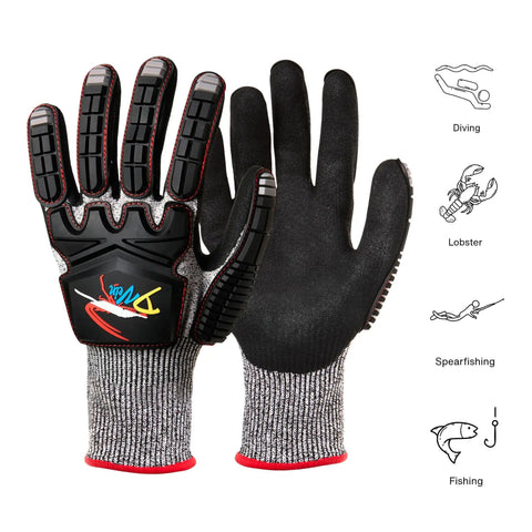 Lobster Diving Gloves With Kevlar Puncture Protection For Spearfishing And Ocean Adventures, True Cut Resistant Gear, Large Size.