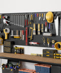 Beefy Heavy Duty Steel Pegboard Panels Set Of 8 With 50 Hooks Each 16 By 12 Inch Wall Organizer For Garage With Tools