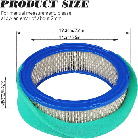 Air Filter Replacement Pack for Briggs and Stratton Vanguard V Twin Engines 16HP 18HP with Pre Filter, size details