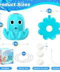 Rechargeable Magnetic Octopus Water Table Pump With Continuous Flow, Battery Powered No Drill Installation, parts and dimensions shown