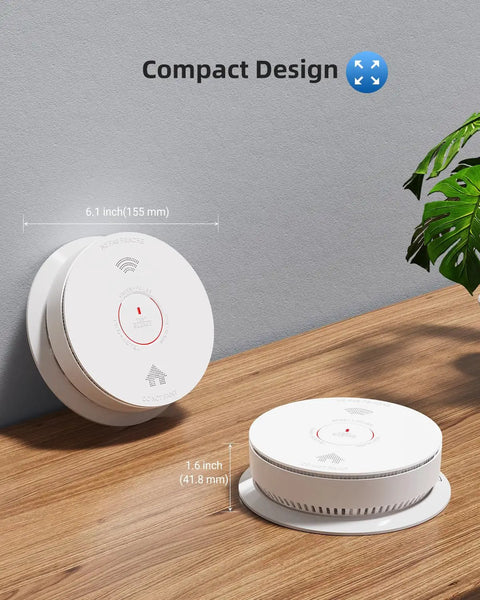 2 In 1 Smoke And Carbon Monoxide Alarm With Voice Alerts, Compact Design, Hardwired Or Wireless Interconnection, Battery Backup