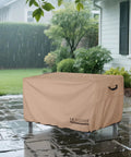 Rectangular Gas Fire Pit Table Cover 44 By 28 Inch Waterproof Heavy Duty Outdoor Fire Pit Cover protecting against rain