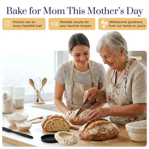 Two women baking with San Francisco Sourdough Starter Culture Kit For Bread Pizza Pancakes And More, 100 Plus Year Old Dehydrated Heirloom Style Starter With No Fuss Instructions Beginner Friendly And Bakery Quality Tang.