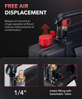 Heavy Duty 4.5 CFM Single Stage HVAC Vacuum Pump showing 1/4 inch intake fitting and red oil separator valve.