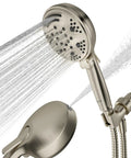 Shower Head With Handheld Sprayer, 9 Function High Pressure Modes For Power Jet Massage And Pause, brushed nickel finish, 59 inch hose