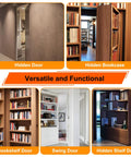 Hidden doors and bookcase using Beefy Heavy Duty Hidden Door Hinge With 570 Pound Load Bearing for secret access.