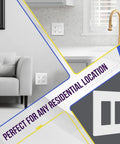 2-Gang Screwless Decorator Wall Plate Outlet Cover For Outlets, Kid Safe And Built Tough, glossy white in home setting