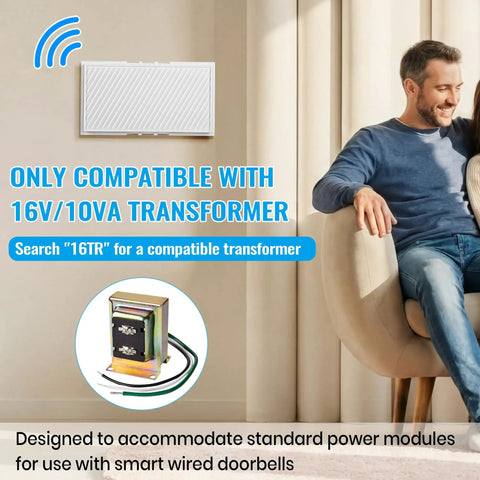 Two Tone Wired Doorbell Chime for Home Front And Rear Doors, 16V 10VA Inside Wall Mount, transformer compatibility note
