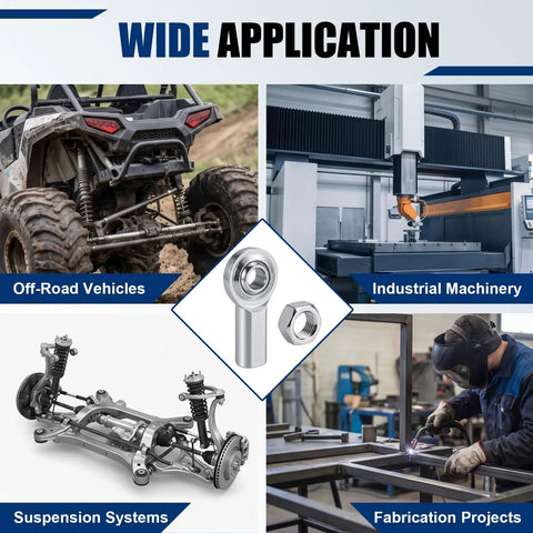 Four Pack Five Sixteenth Inch Rod End Bearings With Jam Nuts And Right Hand Female Thread Built To Last In Tough Outdoor Conditions, Corrosion Resistant Alloy Steel Heim Joint, High Strength PHSB5 For Rugged Mechanical Linkages on off-road, industrial and suspension systems