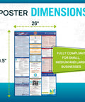 Florida Labor Law Poster 2026 Update With State And Federal Workplace Notices Laminated Waterproof 26 By 39.5 Inches Includes OSHA FMLA EEOC And Minimum Wage Rules No Nonsense Compliance Sign For Busy Workplaces, dimensions image