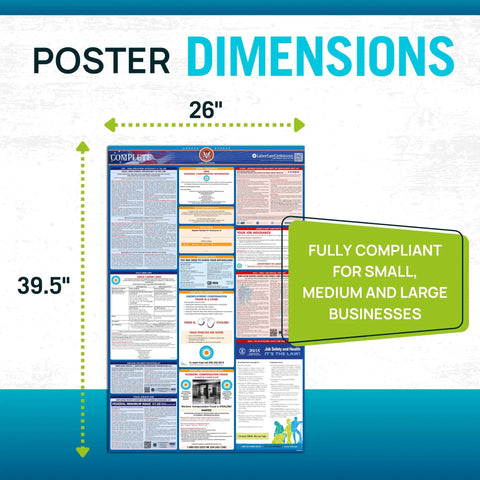 Florida Labor Law Poster 2026 Update With State And Federal Workplace Notices Laminated Waterproof 26 By 39.5 Inches Includes OSHA FMLA EEOC And Minimum Wage Rules No Nonsense Compliance Sign For Busy Workplaces, dimensions image