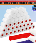 40 Pcs 2 Inch Mini Foam Paint Roller Covers For Textured And Smooth Surfaces, High Density Sponge Rollers stacked in pyramid