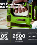 24V Crown Stapler With Three Eighths Inch Crown Staples, 2Ah Battery And 2A Charger in use highlighting power and runtime benefits
