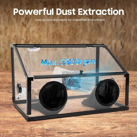 Fully Enclosed Electric Dust Box And Heavy Duty Debris Hauler For Workshop Rig And Commercial Cleanup Jobs No Fuss Operation With Dust Proof Storage Bin For Industrial Craft Spaces, transparent design, max 5500rpm