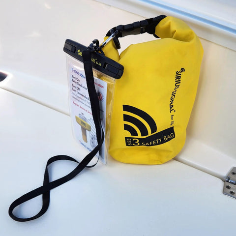 All In One Boating Safety Dry Bag Kit With IP68 Waterproof Flashlight and C1004 Visual Distress Signal on boat seat