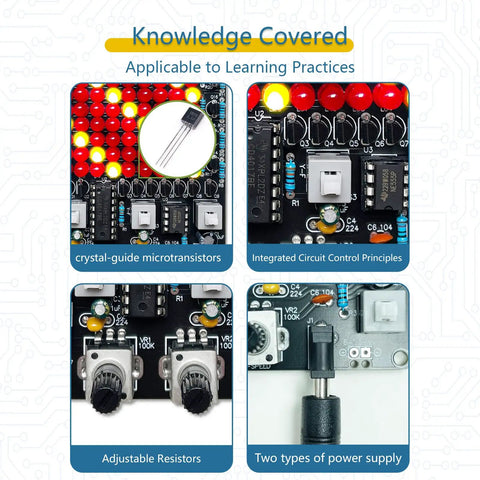 Close-up of LED Hands On Follow Light Soldering Kit with circuit components for educational STEM learning.