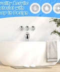 Bathroom with a tub, faucet, and acrylic faucet index buttons for Gerber 94-445 94-446 94-447 replacement knobs.