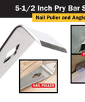 5-1/2 Inch Stainless Steel Pry Bar Scraper With Nail Puller, Razor Sharp Edge, And Angled Prying End For Walls, Moldings, Tiles