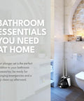 Heavy Duty Toilet Brush And Plunger Combo With Killer Suction And Sturdy Bristles For No Sweat Clog Removal Plus Straight Up Bathroom Deep Cleaning Freshness In Black in modern bathroom setting.