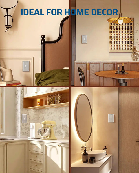 Tough As Nails Metal Wall Plate For Single Toggle Switch Covers, Corrosion Resistant Brushed Nickel Finish in modern home settings