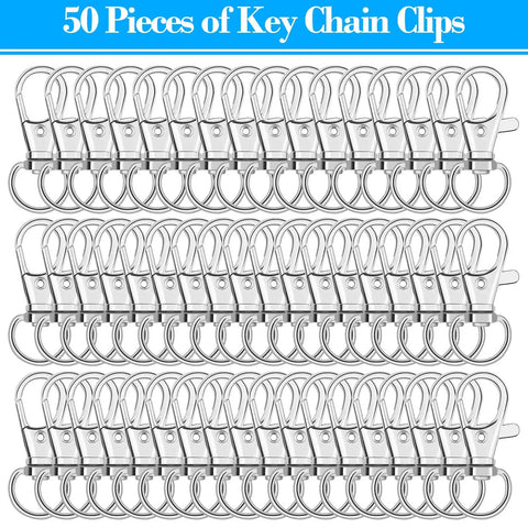 Tough As Nails Zinc Alloy Swivel Snaps Bulk 100 Count Lobster Clasp Hooks For Lanyards Keyrings And Crafts in silver, 50 pieces displayed.