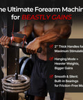 Man using Hanging Wrist Roller Pro Forearm Trainer And Grip Strengthener with thick 6.2 inch grip and weights attached.