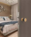 Hella Heavy Duty Keyless Entry Door Lock Deadbolt With Slick Turn Button Interior for bedroom privacy in modern decor.