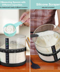 66 Oz Wide Mouth Sourdough Starter Jar Kit With Easy Read Ounce And ML Scale Lines For Real Date Marked Feeding Band Thermometer Sourdough Jar Scraper Cloth Cover And Bamboo Wood Lid Black with measuring spoons and silicone scraper